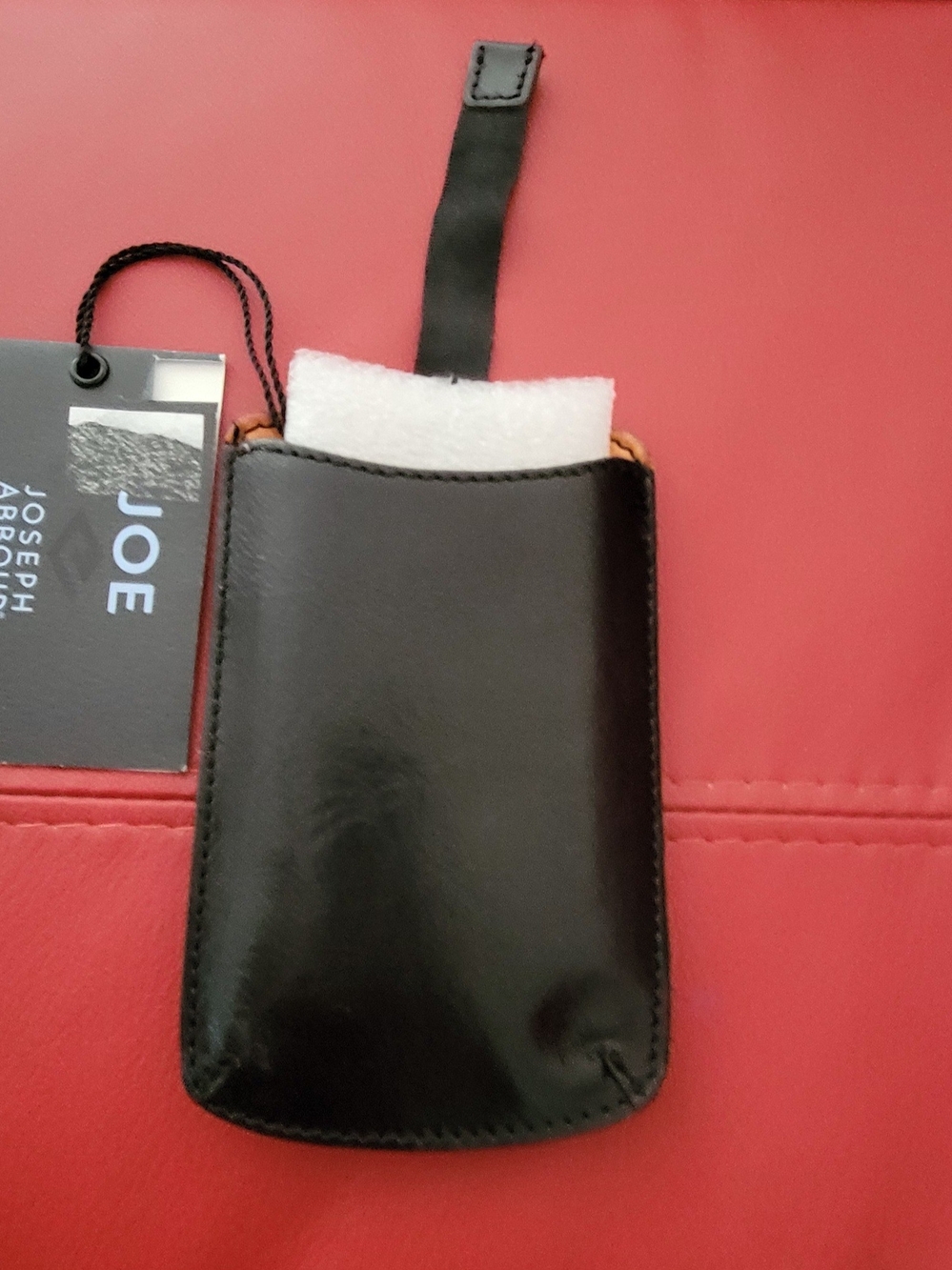 Joseph Abboud Black Leather Pull-Tab Phone Sleeve